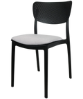 Lucy Chair By Siesta In Black With Light Grey Seat Pad, Viewed From Angle