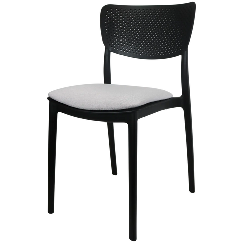 Lucy Chair By Siesta In Black With Light Grey Seat Pad, Viewed From Angle