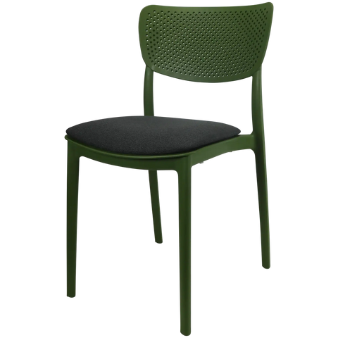 Lucy Chair By Siesta In Olive Green With Charcoal Seat Pad, Viewed From Angle