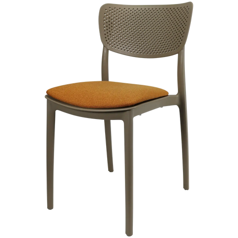 Lucy Chair By Siesta In Taupe With Seat Pad, Viewed From Angle In Front