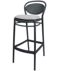 Marcel Bar Stool By Siesta In Anthracite With Light Grey Seat Pad, Viewed From Angle