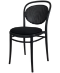 Marcel Chair By Siesta In Black With Black Seat Pad, Viewed From Angle