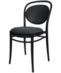 Marcel Chair By Siesta In Black With Charcoal Seat Pad, Viewed From Angle