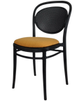 Marcel Chair By Siesta In Black With Orange Seat Pad, Viewed From Angle