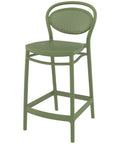 Marcel Counter Stool By Siesta In Olive Green, Viewed From Angle In Front