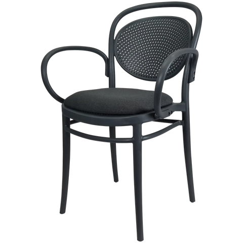 Marcel XL Armchair In Anthracite With Anthracite Seat Pad, Viewed From Angle In Front
