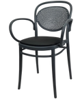 Marcel XL Armchair In Anthracite With Black Vinyl Seat Pad, Viewed From Front Angle
