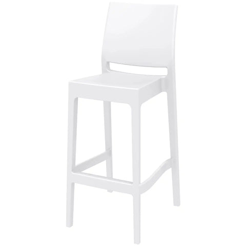 Maya Bar Stool By Siesta In White, Viewed From Angle In Front