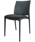 Maya Chair By Siesta In Anthracite With Anthracite Seat Pad, Viewed From Angle