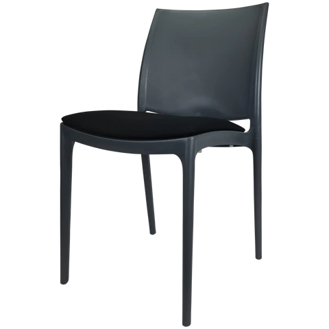 Maya Chair By Siesta In Anthracite With Black Seat Pad, Viewed From Angle
