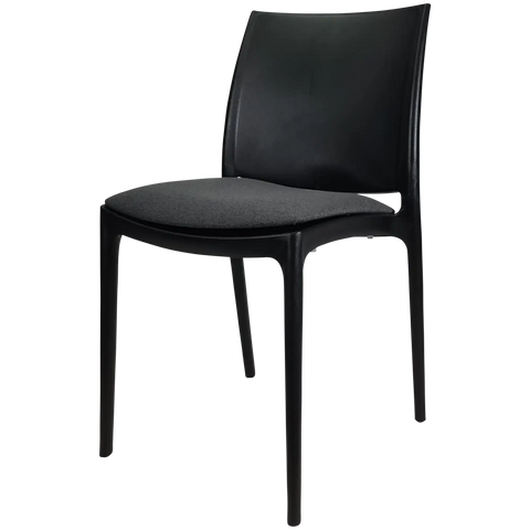 Maya Chair By Siesta In Black With Anthracite Seat Pad, Viewed From Angle
