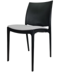 Maya Chair By Siesta In Black With Light Grey Seat Pad, Viewed From Angle