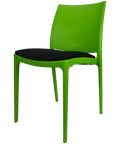 Maya Chair By Siesta In Green With Black Seat Pad, Viewed From Angle