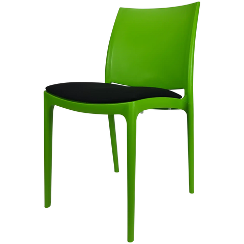 Maya Chair By Siesta In Green With Black Seat Pad, Viewed From Angle