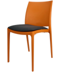 Maya Chair By Siesta In Orange With Anthracite Seat Pad, Viewed From Angle