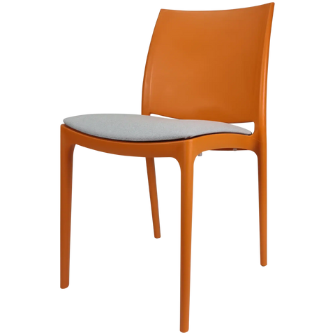 Maya Chair By Siesta In Orange With Light Grey Seat Pad, Viewed From Angle