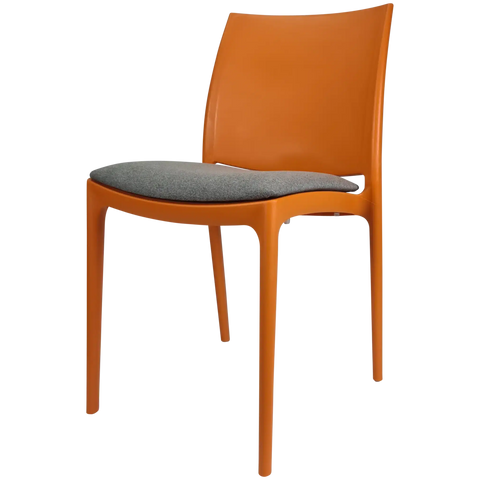Maya Chair By Siesta In Orange With Taupe Seat Pad, Viewed From Angle