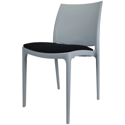 Maya Chair By Siesta In Grey With Black Seat Pad, Viewed From Angle