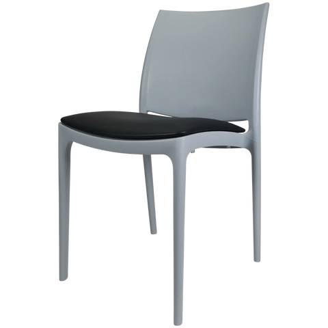 Maya Chair By Siesta In Grey With Black Vinyl Seat Pad, Viewed From Angle