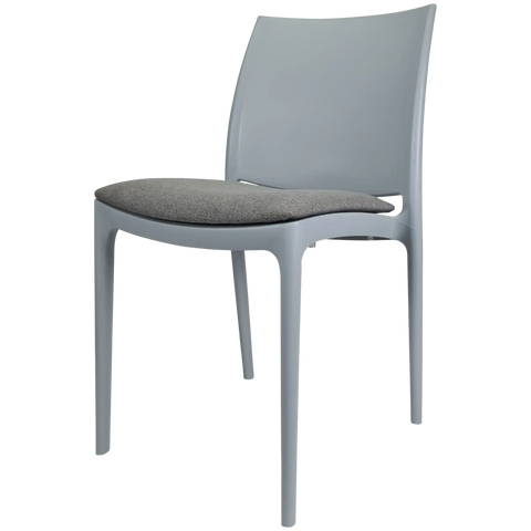 Maya Chair By Siesta In Grey With Taupe Seat Pad, Viewed From Angle