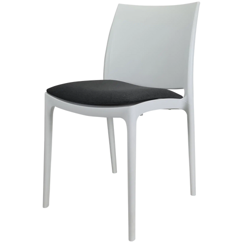 Maya Chair By Siesta In White With Anthracite Seat Pad, Viewed From Angle