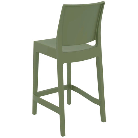 Maya Counter Stool By Siesta In Olive Green, Viewed From Behind On Angle