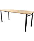 Melamine Top With Deluxe Folding Banquette Trestle Legs, View From Angle In Front