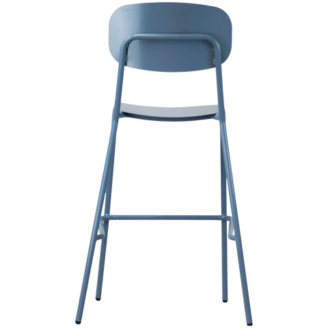 Miami Outdoor Bar Stool In Custom Powder Coat Wedgewood, Viewed From Behind