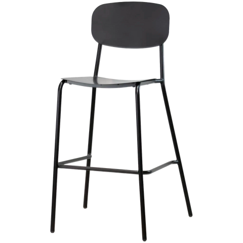 Miami Outdoor Bar Stool In Matt Black, Viewed From Front