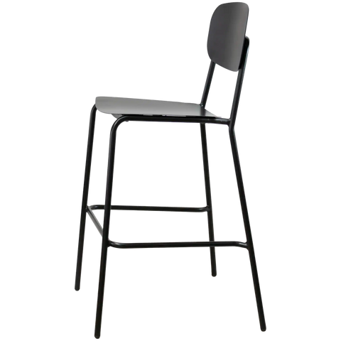 Miami Outdoor Bar Stool In Matt Black, Viewed From Side Angle