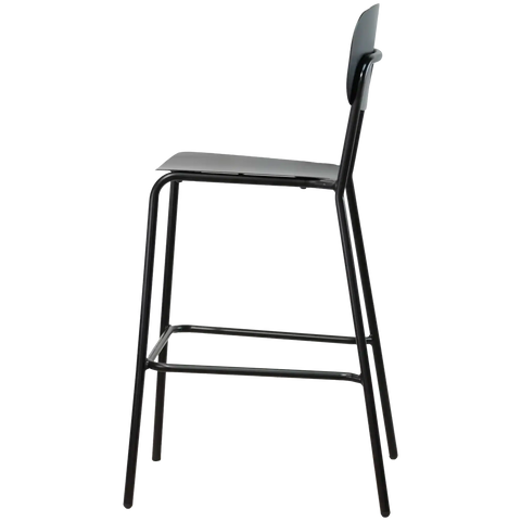 Miami Outdoor Bar Stool In Matt Black, Viewed From Side