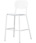 Miami Outdoor Bar Stool In White, Viewed From Angle In Front