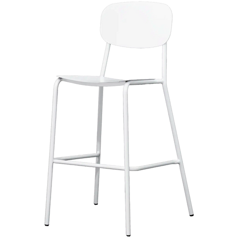 Miami Outdoor Bar Stool In White, Viewed From Angle In Front