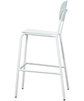 Miami Outdoor Bar Stool In White, Viewed From Side