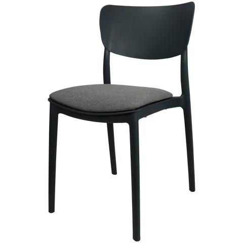 Monna Chair By Siesta In Anthracite With Taupe Seat Pad, Viewed From Angle