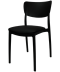 Monna Chair By Siesta In Black With Black Vinyl Seat Pad, Viewed From Angle