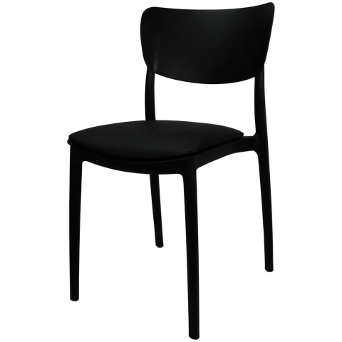 Monna Chair By Siesta In Black With Black Vinyl Seat Pad, Viewed From Angle