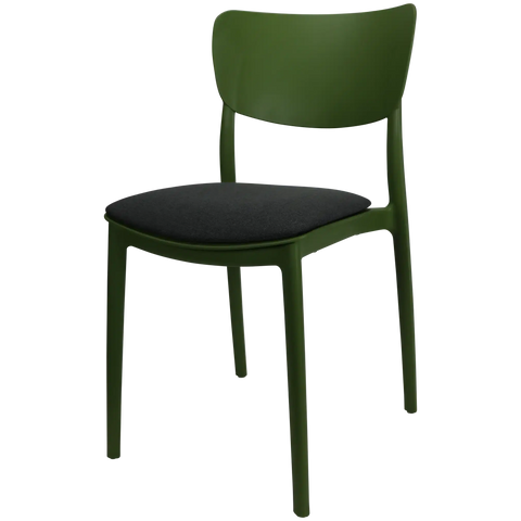 Monna Chair By Siesta In Olive Green With Charcoal Seat Pad, Viewed From Angle