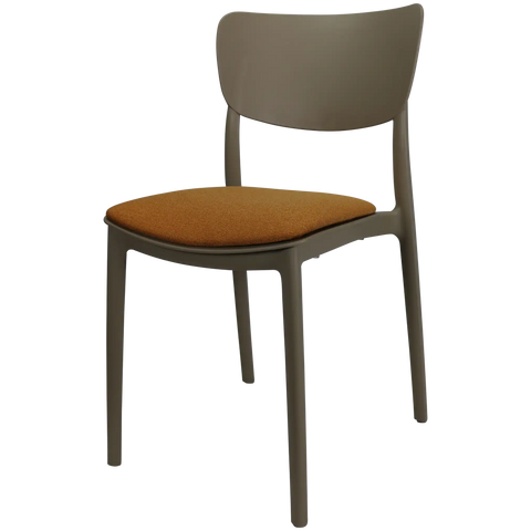 Monna Chair By Siesta In Taupe With Orange Seat Pad, Viewed From Angle