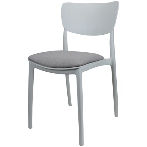 Monna Chair By Siesta In White With Light Grey Seat Pad, Viewed From Angle