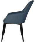 Monte Tub Chair With Black Metal 4 Leg And Gravity Denim Shell, Viewed From Side