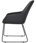 Monte Tub Chair With Black Sled Base And Pelle Onyx Shell, Viewed From Side