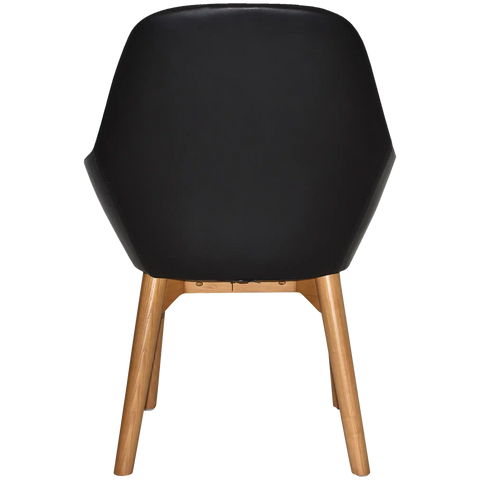 Monte Tub Chair With Light Oak Timber 4 Leg And Black Vinyl Shell, Viewed From Back