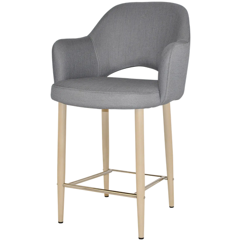 Mulberry Arm Counter Stool Birch Metal 4 Leg With Gravity Steel Shell, Viewed From Angle