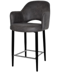 Mulberry Arm Counter Stool Black Metal 4 Leg With Eastwood Slate Shell, Viewed From Angle