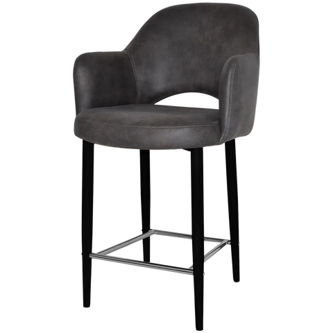 Mulberry Arm Counter Stool Black Metal 4 Leg With Eastwood Slate Shell, Viewed From Angle