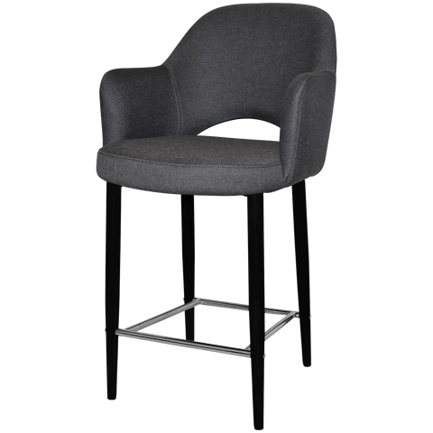 Mulberry Arm Counter Stool Black Metal 4 Leg With Gravity Slate Shell, Viewed From Angle