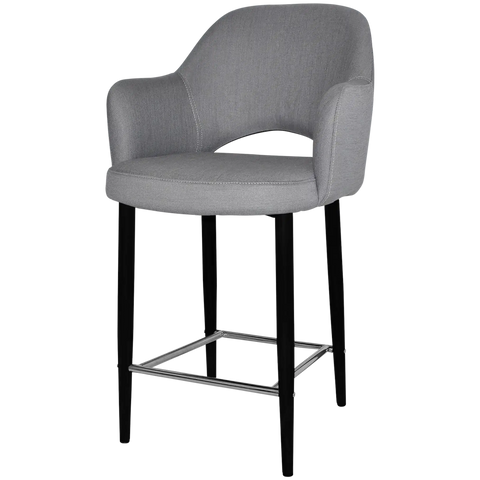 Mulberry Arm Counter Stool Black Metal 4 Leg With Gravity Steel Shell, Viewed From Angle