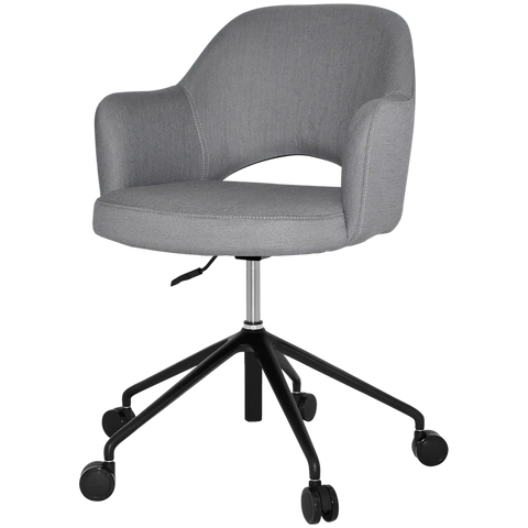 Mulberry Armchair 5 Way Black Office Base On Castors With Gravity Steel Shell, Viewed From Angle In Front