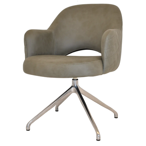 Mulberry Armchair Aluminium Trestle With Pelle Benito Sage Shell, Viewed From Angle In Front